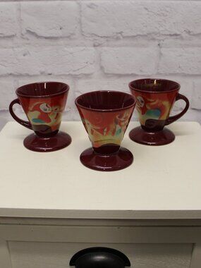 Vintage Frangelico Linda Frichtel Espresso Coffee Mug Court Jester Cups Set of 3